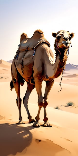 sketch of a camel walking in the desert

