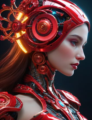 flowery cyborg, opal, in radiant red color, science fiction, futuristic architect, building digital art on a tablet, shiny, beautiful, splash, shiny, cute and adorable, filigree, edge lighting, lights , extremely, surreal, futuristic, digital art, masterpiece of intricate art, sinister, matte painting movie poster, golden ratio, trends at cgsociety, intricate, epic, trends at artstation, highly detailed, vibrant, cinematic character rendering production, very high quality model, Mysterious