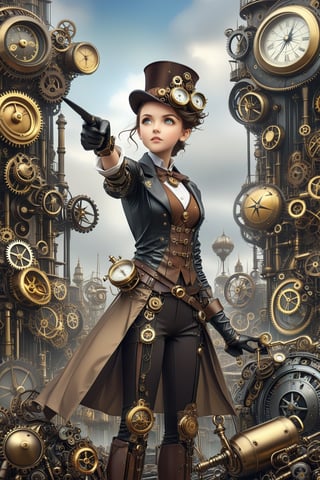 create a beautiful magical steampunk fantasy scene where you can evidence, A compass adorned with steampunk embellishments always pointing forward with determination..,Mechanical,DonMSt34mPXL