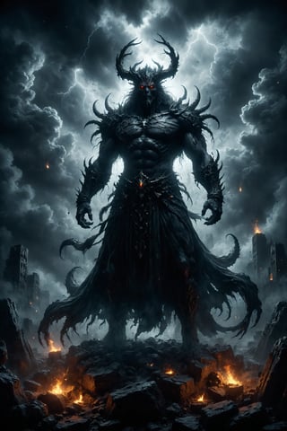 epic god of  the darkness full body, epic mistic composition