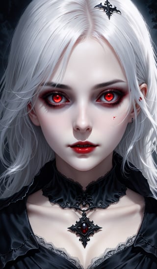 score_9, score_8_up, score_7_up, score_6_up, masterpiece,best quality,illustration,style of Realistic portrait of dark Gothic ghost  Girl,White hair,Red eyes,