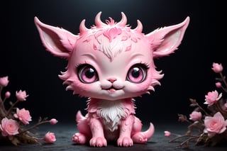 In the midst of a pitch-black background, full body,a medium close-up reveals a charming pink chibi monster with a multitude of endearing eyes. This realistic photograph showcases an incredible level of deer and cat , inviting the viewer to marvel at the exquisite intricacies of the creature's features. The soft, faded photo adds a nostalgic touch to the already mesmerizing image, enhancing its visual appeal. With its adorable appearance and impeccable clarity in stunning 4k resolution, this remarkable image effortlessly captivates the audience's attention.