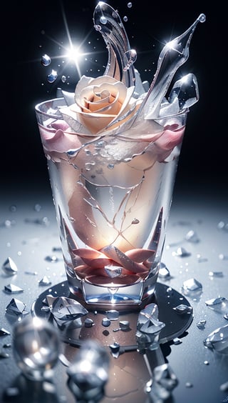 (best quality, masterpiece:1.2),ultra detailed,(photo realistic:1.4),(rose,clear ice,transparent ice:1.3),flower_of_ice,multi_effects