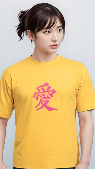 (best quality,masterpiece:1.2),ultra detailed,(photo realistic:1.4),solo,cute girl,wearing t-shirt,love_T-shirt