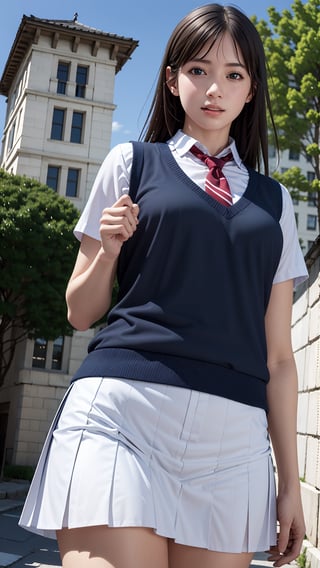 (best quality,masterpiece:1.2),ultra detailed,(photo realistic:1.4),high_school_girl,mini skirt,from below