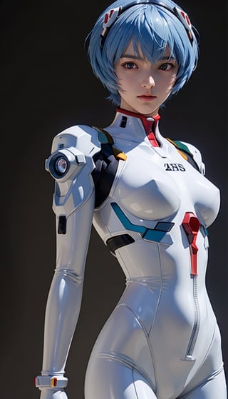 (best quality, masterpiece:1.2),ultra detailed,(photo realistic:1.4),(upper body:1.5),red eyes,plug suit,ayanami_rei,,halation_background