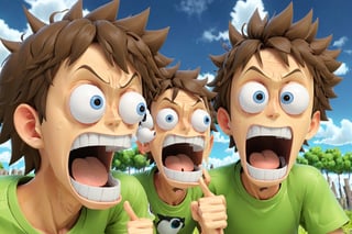 2boys, 3d toon style, 3d render style, detailed,  (EOPShockedFace), (eyes popping out), (shocked face), (mouth open), (mouth open anime). (PE_OP_ShockedFaceMeme:1), high_res, meme