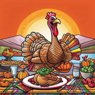 illustration, gta art style, Thanksgiving  turkey,,art style Romero Britto