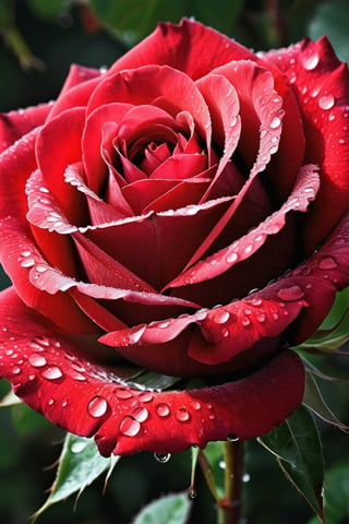 valantines day, amazing quality, masterpiece, best quality, hyper detailed, ultra detailed, UHD, ((A single red rose with dew drops,)) soft shades, HKStyle, extremely detailed, Oil painting style,