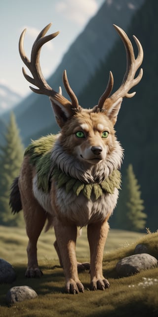 (CGI image of a Wolpertinger:1.65), (majestic creature), (the Wolpertinger's fur, created with exquisite details:1.25), (the Wolpertinger's green eyes glow:1.31), (the Wolpertinger stands gracefully on a wide meadow:1.1), (the Wolpertinger has a antlers on its head:1.5), (Blender CGI software that can create breathtaking photorealistic scenes:1.2), (surrounded by the quiet beauty of the forest:1.1), (highly detailed landscape:1.25), (the captivating look of the Wolpertinger:1.1), beautiful color correction, Unreal Engine, megapixels, 4 lags, wings,


High resolution, extremely detailed, atmospheric scene, masterpiece, best quality, high resolution, 64k, high quality, UHD, /GC\