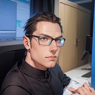 caricature of a young man sitting at a desk with a computer, with brown eyes, NFT Portrait, Avatar Image, Portrait of Jerma985, Twitch Streamer / Gamer Ludwig, Varguyart Style, Jerma 9 8 5, jerma985, 3 D render of Jerma 9 8 5, 2D Portrait, msxotto, High Quality Portrait, Brown Eyes