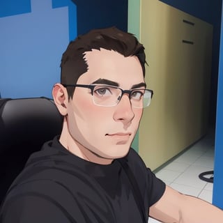 caricature of a man sitting at a desk with a computer, with brown eyes, NFT Portrait, Avatar Image, Portrait of Jerma985, Twitch Streamer / Gamer Ludwig, Varguyart Style, Jerma 9 8 5, jerma985, 3 D render of Jerma 9 8 5, 2D Portrait, msxotto, High Quality Portrait, Brown Eyes