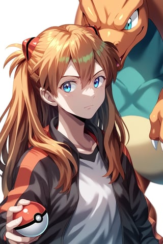 source_anime, score_9, score_6_up, score_5_up, charizard and asuka_langley, pokemon, evangelion,  pokeball, dynamic, pokemon and trainer, pokémon_trainer, portrait, ddk, 
