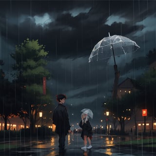 a park on a rainy afternoon, dark weather,SAM YANG