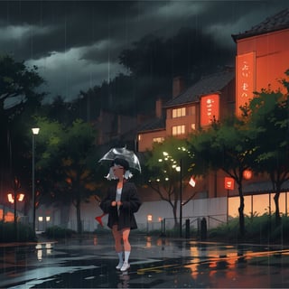 a park on a rainy afternoon, dark weather,SAM YANG