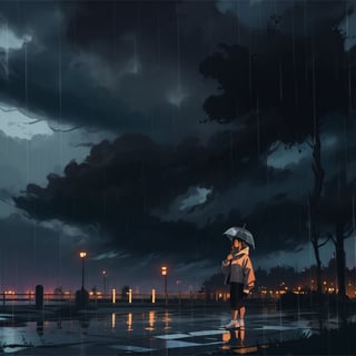 a park on a rainy afternoon, dark weather,SAM YANG
