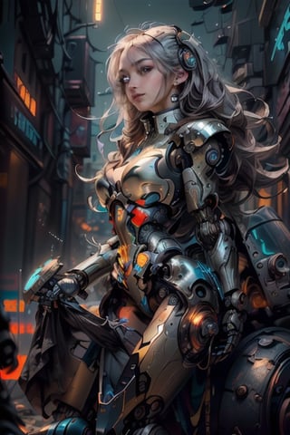 cgmech, beautiful eyes, upper body, underboob,  portrait, robot, armor, Hatsune Miku, neon light, 8K, RAW, best quality, masterpiece, ultra high res, colorful, (medium wide shot), (dynamic perspective), sharp focus , (depth of field, bokeh:1.3), extremely detailed eyes and face, beautiful detailed eyes, large breasts, (black gold, trimmed gear:1.2), (on a fururistic battlefield:1.2), ((masterpiece, best quality)), Detailed background, space exterior  ,,cyberpunk robot,mecha 🤖