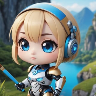 (masterpiece:1.2, highest quality), (realistic, photo_realistic:1.9)
1chibi_robot, Cute chibi robot, Designer look holding a paintbrush in one hand, white with blue, (detailed background), (gradients), colorful, detailed landscape, visual key, shiny skin. Modern place, Action camera. Portrait film. Standard lens. Golden hour lighting.
sharp focus, 8k, UHD, high quality, frowning, intricate detailed, highly detailed, hyper-realistic,interior,koola Chibi,chibi emote style,Monster