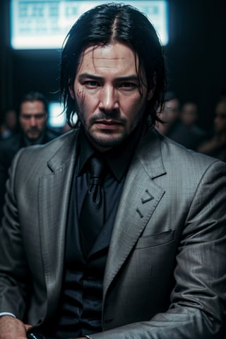 (((hyper realistic face)))(((extreme realistic detail))) (face with detailed shadows) (masterpiece, highest quality), (realistic, photo_realistic:1.9), ((Photoshoot))
1male, Keanu Reeves as John Wick in a nightclub, John wick suit. Action camera. Action film. Standard lens. Neon lighting.
sharp focus, 8k, UHD, high quality, frowning, intricate detailed, highly detailed, hyper-realistic