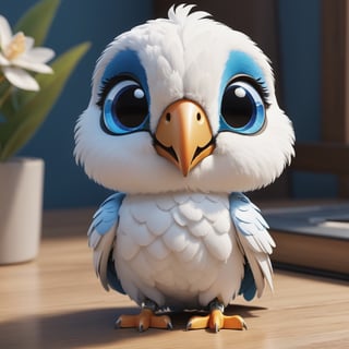 (masterpiece:1.2, highest quality), (realistic, photo_realistic:1.9)
1chibi_parrot, Cute chibi white parrot, happy face, Chest written "TA", (Designer look holding a paintbrush in one hand), white with blue, (detailed background), (gradients), colorful, detailed landscape, visual key, shiny skin. Modern place, Action camera. Portrait film. Standard lens. Golden hour lighting.
sharp focus, 8k, UHD, high quality, frowning, intricate detailed, highly detailed, hyper-realistic,interior,robot white with blue,chibi emote style,Monster, wall-e