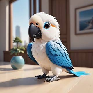 (masterpiece:1.2, highest quality), (realistic, photo_realistic:1.9)
1chibi_parrot, Cute chibi white parrot, happy face, Chest written "TA", (Designer look holding a paintbrush in one hand), white with blue, (detailed background), (gradients), colorful, detailed landscape, visual key, shiny skin. Modern place, Action camera. Portrait film. Standard lens. Golden hour lighting.
sharp focus, 8k, UHD, high quality, frowning, intricate detailed, highly detailed, hyper-realistic,interior,parrot white with blue,chibi emote style,Monster,