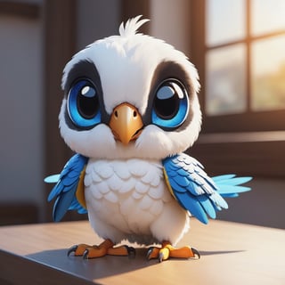 (masterpiece:1.2, highest quality), (realistic, photo_realistic:1.9)
1chibi_parrot, Cute chibi white parrot, happy face, (Chest written "TA"), (Designer look holding a paintbrush in one hand), white with blue, (detailed background), (gradients), colorful, detailed landscape, visual key, shiny skin. Modern place, Action camera. Portrait film. Standard lens. Golden hour lighting.
sharp focus, 8k, UHD, high quality, frowning, intricate detailed, highly detailed, hyper-realistic,interior,robot white with blue,chibi emote style,Monster, wall-e