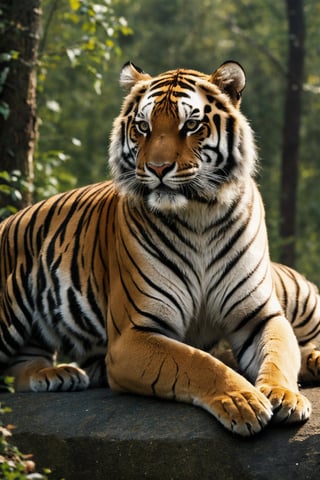 a siberiam tiger looking at his target ([tail | detailed wire]:1.3), (intricate details), hdr, (intricate details, hyperdetailed:1.2), cinematic shot, vignette, centered, ultra high resolution, highly detailed CG unified 8K wallpapers, physics-based rendering, cinematic lighting, 
