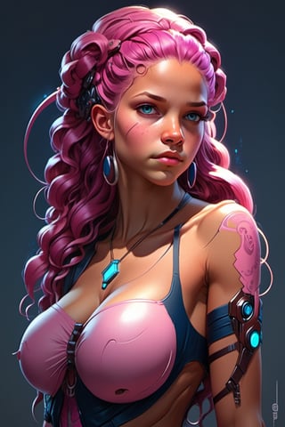 concept art for the main character in the award winning film named life is better in pink. the character is a unnaturally beautiful teenage girl with deep dark blue eyes and long curled pink hair, wearing light pink clothes. realistic cg render, anatomically correct, high key lighting, trending on art station, vibrant colors. Ultra realistic, cyborg woman giving birth to a baby, cyberpunk, sci-fi, fantasy, intricate, elegant, highly detailed, digital painting, artstation, concept art, smooth, sharp focus, illustration, art by artgerm and greg rutkowski and alphonse mucha