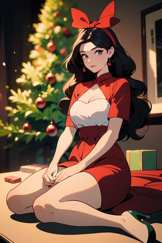 (best quality, masterpiece), 1girl, looking at viewer, blurry background, 1 girl,Santa dress,Christmas scene,

(8k quality), (Best quality), (Ultra HD), (Perfect character anatomy), (perfect lighting), (8k full body photo), (Perfect details), (Perfect character details), (Details of the perfect setting), (Masterpiece), (Symmetry of the perfect character's face),(Construction of the body of the delicate woman character), ((full body shot)), Beautiful Mrs. Claus, Wearing Beautiful Sexy Santa Claus Dress, Sitting Near Christmas tree and candy table,