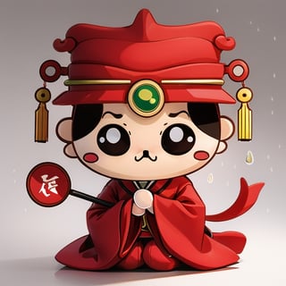 (1st boy) ,Wearing red Hanfu , (SUPER CHIBI),chibi,rain,sgumb,hand holding umbrella