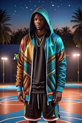 a man with a hood, night basketball court, african totem pattern, play basketball,


colorful,  ultra highly detailed,  32 k,  mix4,  best quality,  ultra high res,  (photorealistic:1.4),  masterpiece,  best quality,  photography,  8K,  highres,  bokeh,  depth of field,  detailed shadows,3d style