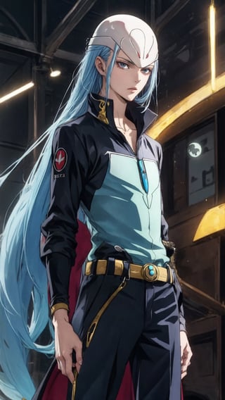 BERETTA, blue hair, very long hair
