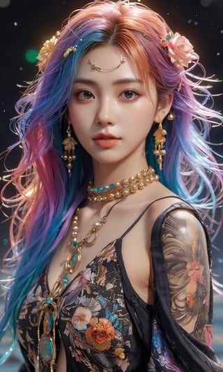 xxmixgirl,(masterpiece, top quality, best quality, official art, beautiful and aesthetic:1.2), (1girl), extreme detailed,colorful hair,highest detailed, detailed_eyes, light_particles,  Bust,jewelry,beach,,FilmGirl,3d style,3d,3d render