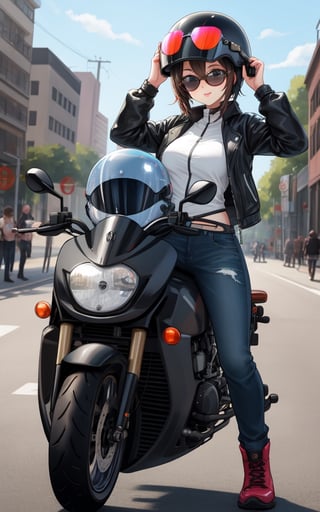 Man, Woman, Motorcycle, Vehicle, Helmet, Fashion, Sunglasses, Ai-Mitsu, 
