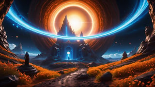 (Cinematic of Titan Shiva Lord in the sky, calm, upper_body. Wearing Blue Outfit Dune style, serene, center), inside a deep orange Cave, perfect knuckles, holding a hovering Cristal sharpen, cultivating immortals, magical, abstract, dark, (swirling_lights:2), bloom, floating objects, Accient, light on top heaven, ((Epic scene, gate energy)), refers to a place of wild uproar or chaos, polarization, Glowing, aura, energy, floating debris. Modern art style, promptshare.art, horrible scene, Film Still, realistic, Venus Frequency vibration, hyper details, Renaissance Sci-Fi Fantasy, 