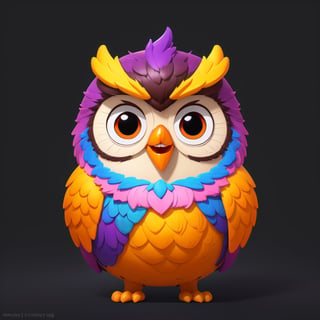 (((1 chibi owl))), Mascot TenTen, ((an adorable look, funny and cheerful, silly, animation disign.

(colorful), Animal, chuppy_fat:2, looking viewer, facing camera.

Solid studio background. standing:1.8, 

(Ultrasharp, 8k, detailed, ink art, stunning, vray tracing, style raw, unreal engine). <Zenost>.
,High detailed ,Color magic,Saturated colors,game icon