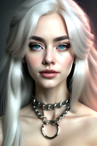 8k portrait of beautiful white hair, realistic, detailed skin, intricate, elegant, highly detailed, majestic, digital photography, art by artgerm and ruan jia and  (masterpiece, sidelighting, finely detailed beautiful eyes: 1.2), hdr, infinity, huge boobs, nude, long leg, neck tatoo, real, skin, shadow_the_hedgehog, iron chain handcoff,Detailedface,Detailedeyes, bondage,o-ring , pearcing , smoky makup,perfecteyes, ,gh3a,b3rli,n_2b,kikigram_97,gwen stacy,Realism