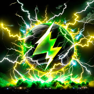 Text that reads "MeWE.com " in yellow, black,metallic,white, green, neon, sparkles,smoke,planet
,composed of elements of lightning Electricity,DonM3l3m3nt4lXL