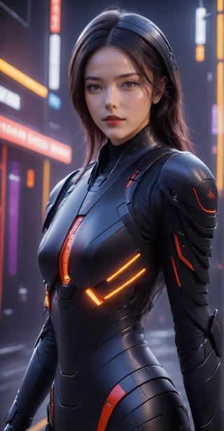 (ultra realistic,best quality),photorealistic,Extremely Realistic, in depth, cinematic light,mecha\(hubggirl)\,

a detailed female robot soldier holding two glowing red swords with both hands, detailed face, detailed eyes, dynamic poses, dark neon cyberpunk background,

particle effects, perfect hands, perfect lighting, vibrant colors, 
intricate details, high detailed skin, 
intricate background, realism, realistic, raw, analog, taken by Canon EOS,SIGMA Art Lens 35mm F1.4,ISO 200 Shutter Speed 2000,Vivid picture,hubggirl,Mecha