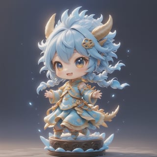 rapper, cute dragon, little dragon, baby dragon, ancient chinese town, chibi emote, wearing a king style cheongsam dress,chinese festival, chinese lantan,  blue spark aura background, ,,,,,,,,,,,,,1dragon,<lora:659095807385103906:1.0>