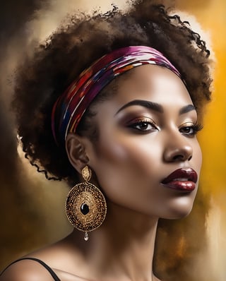 Create a powerful modern art piece by infusing Rembrandt's style into a depiction of a contemporary black woman. Embrace Rembrandt's chiaroscuro technique to illuminate her features, capturing the richness of her skin tone and the intricate details of her expression. Adorn her in contemporary fashion that resonates with cultural significance, blending traditional elements with modern aesthetics. Utilize Rembrandt's intimate storytelling to convey a narrative that celebrates diversity, resilience, or personal triumphs. Pay meticulous attention to the play of light, emphasizing both the individuality of the subject and the universality of human experiences. This prompt challenges the artist to bridge the gap between classical artistry and the vibrant realities of the present day.