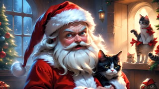 (Scared Santa theme:1.3),(Santa:1.5, solo),
(scaring santa:1.3),(cute cats gorup:1.3), (fantasy:1.5), (amazing:1.5 ), (fantastic:1.5), (insanely beautiful scenic:1.5), (stylish oil painting and digital paiting: 1.5 ), (digital anime illustration :1.5), (ultradetailed:1.5),(hyper sharp:1.3),(best quality:1.3),(masterpiece:1.3),   