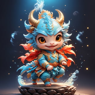 cute Anya dragon, little dragon, baby dragon, ancient chinese town, chibi emote, wearing a chic fresss,, chinese new year festival, chinese lantan,  blue spark aura background, ,,,,,,,,,,,,,1dragon,hanbok,anya forger,hat,japanese art,<lora:659095807385103906:1.0>