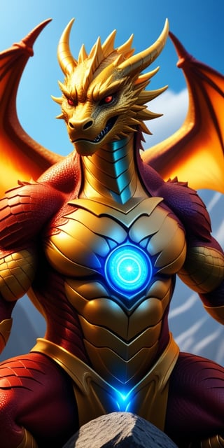 Generate hyper realistic image of a futuristic world where humans have harnessed the power of dragon DNA to enhance their physical abilities. Describe the life of a skilled warrior who possesses dragon-like strength and agility, using their unique abilities to protect their people.,1dragon,golden dragon,multiple head,baby dragon,<lora:659095807385103906:1.0>