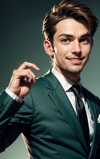 boy, smile, green eyes, suit