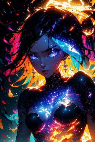 a visually stunning Cyberpunk-inspired artwork in r1ge quality, boasting an incredibly high resolution of 8k. The artwork features a breathtakingly realistic and sharp close-up focus on a beautiful girl with captivating eye color and prominent curves. The image showcases intricate machine details, brought to life with the vibrant and colorful art style of Lenkaizm. Meticulously rendered with high-quality textures and lighting, this cinematic composition exudes a sense of realism and immerses viewers in a fantastical world. The background features a mesmerizing blur of vibrant lights, while hyper raytracing effects accentuate the overall visual allure.