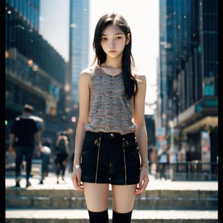 (photorealistic:1.4),RAW photo, 1 Girl、14 years old、 slender, knee shot,