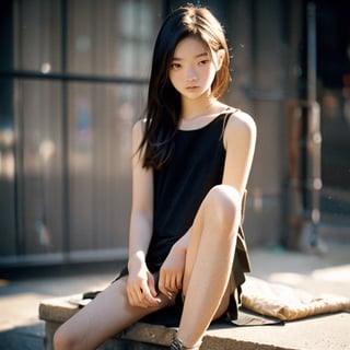 (photorealistic:1.4),RAW photo, 1 Girl、14 years old、 slender, knee shot,