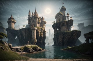 (8k, RAW photo, best quality, masterpiece:1.3), (realistic, photo-realistic:1.37), octane render, ultra high res, ultra-detailed , professional lighting, photon mapping, radiosity, physically-based rendering, ue5, ((island sanctuary)), ((ancient fallen kingdom)), ((reflections in water)), ((raytracing)), ((drowned city)) , 1ship ,( Medival:1.3)   ,(fantasy castle:1.2) , ,(style of Jean-Léon Gérôme:1,4) , (fantasy world:1.4),middle east, 1girl 