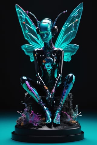 cruel fairies, Vibrant, Colourful Black, drawing, Polaroid, Substance 3D, Contrasty, figurine, aquamarine colors, Meatcore, accent lighting, 16-bit,cyborg style